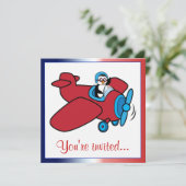 Verjaardagsfeest Vliegtuig Pinguïn Pilot Kaart (Staand voorkant)