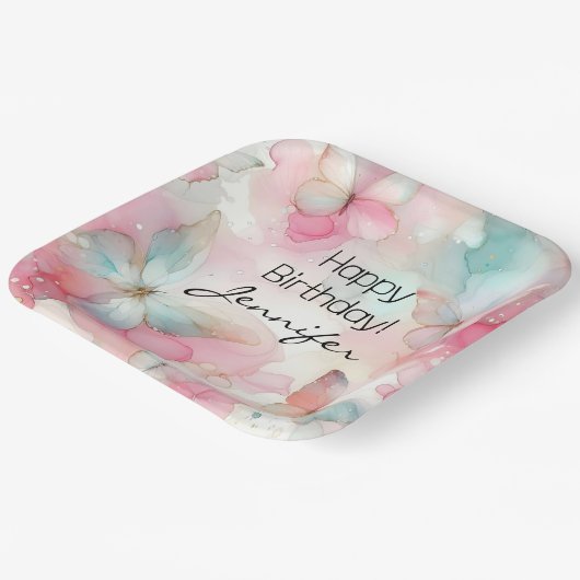 Verjaardagsfeest vlinderpapier Bord (Gebogen)