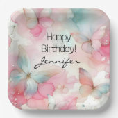 Verjaardagsfeest vlinderpapier Bord (Voorkant)