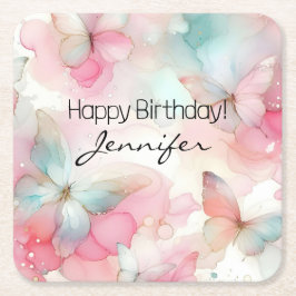 Verjaardagsfeest vlinderpapier Onderzetter