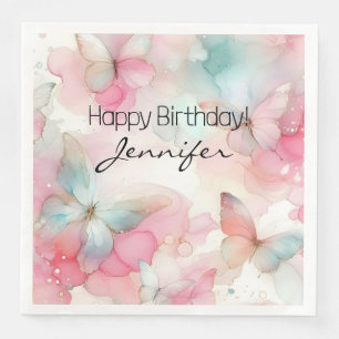 Verjaardagsfeest Vlinderpapier servet