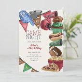 Verjaardagsfeest voetbal game night kaart (Staand voorkant)