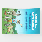 Verjaardagsfeest voor alle dieren spandoek (Horizontaal)