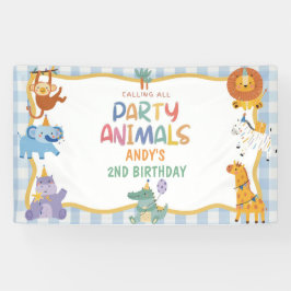Verjaardagsfeest voor alle feestbeesten spandoek