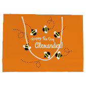 Verjaardagsfeest voor bijen groot cadeauzakje (Achterkant)