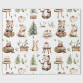 Verjaardagsfeest voor bosdieren cadeaupapier (Vlak)