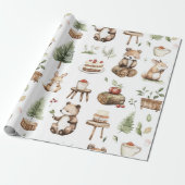 Verjaardagsfeest voor bosdieren cadeaupapier (Uitgerold)