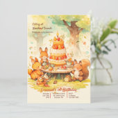 Verjaardagsfeest voor bosdieren kaart (Staand voorkant)