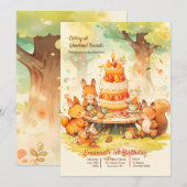 Verjaardagsfeest voor bosdieren kaart (Voorkant / Achterkant)