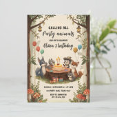 Verjaardagsfeest voor bosdieren kaart (Staand voorkant)