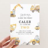 Verjaardagsfeest voor bouwvrachtwagens, ongeacht l kaart