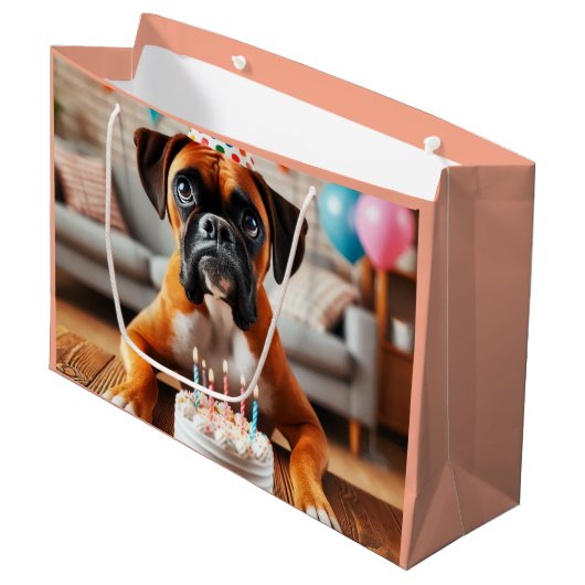 Verjaardagsfeest voor Boxerhond Groot Cadeauzakje (Voorkant Gekanteld)