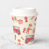 Verjaardagsfeest voor brandweermannen papieren bekers (Voorkant)