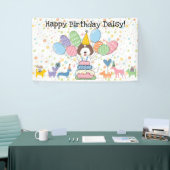 Verjaardagsfeest voor bruine witte Labradoodle hon Spandoek (Beurs)