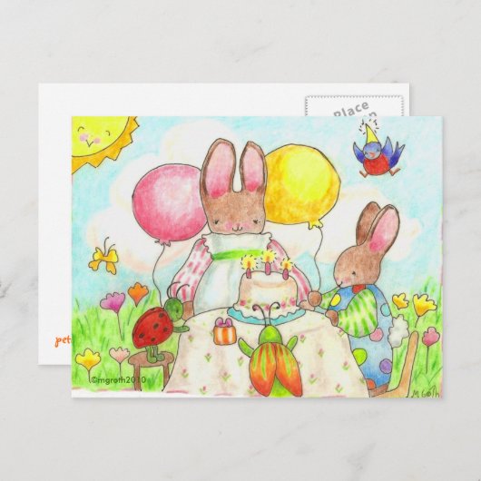 verjaardagsfeest voor bug en bunny uitnodiging briefkaart (Voorkant / Achterkant)