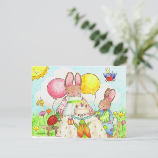 verjaardagsfeest voor bug en bunny uitnodiging briefkaart (Staand voorkant)