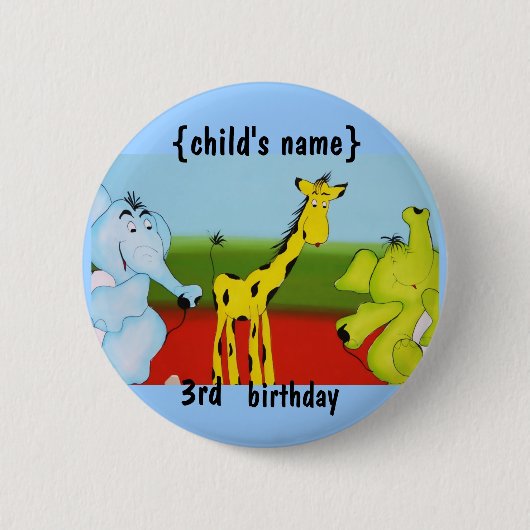 verjaardagsfeest voor cartoons ronde button 5,7 cm (Voorkant)