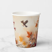 Verjaardagsfeest voor de herfstdieren papieren bekers (Achterkant)