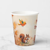 Verjaardagsfeest voor de herfstdieren papieren bekers (Voorkant)