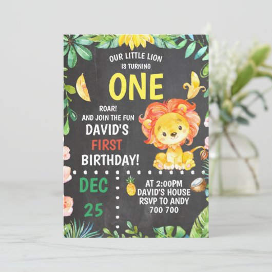 Verjaardagsfeest voor de Leeuwenjongen Kaart (Staand voorkant)