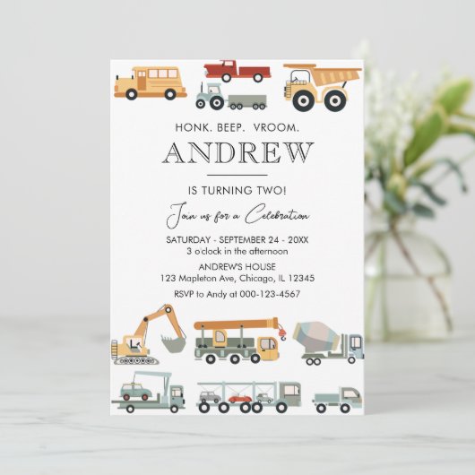 Verjaardagsfeest voor de transportstad kaart (Staand voorkant)