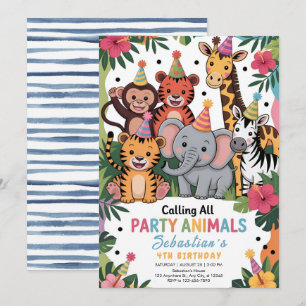 Verjaardagsfeest voor dierenvriendjes in de jungle kaart
