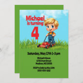 Verjaardagsfeest voor grasmaaiers kaart (Voorkant / Achterkant)