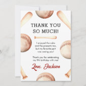 Verjaardagsfeest voor honkbaljongens bedankkaart (Voorkant)