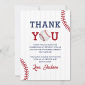 Verjaardagsfeest voor honkbaljongens bedankkaart (Voorkant)