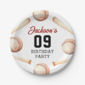 Verjaardagsfeest voor honkbaljongens papieren bordje (Voorkant)