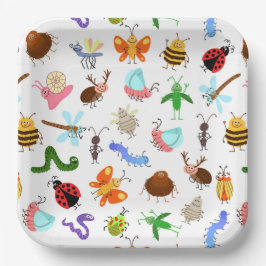 Verjaardagsfeest voor insecten papieren bordje