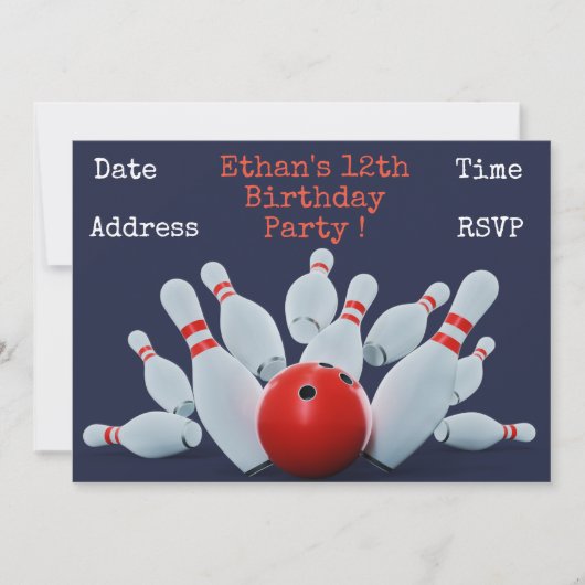 verjaardagsfeest voor jongens in Bowling Kaart (Voorkant)