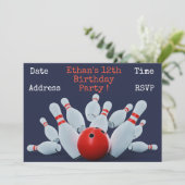 verjaardagsfeest voor jongens in Bowling Kaart (Staand voorkant)