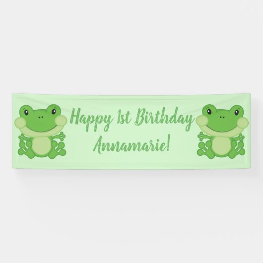 Verjaardagsfeest voor kikkers spandoek (Horizontaal)