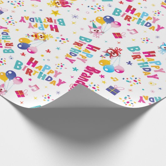 Verjaardagsfeest voor kinderen Aangepaste naam Cadeaupapier (Hoek)