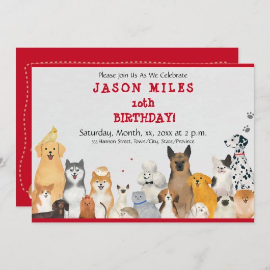 Verjaardagsfeest voor kinderen Schattigee honden Kaart (Voorkant / Achterkant)