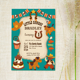 verjaardagsfeest voor kleine cowboykinderen kaart