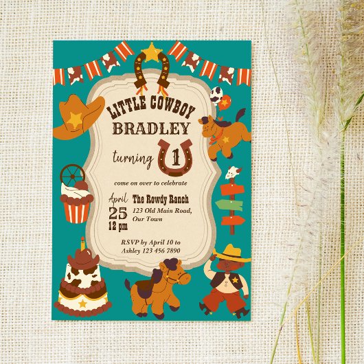 verjaardagsfeest voor kleine cowboykinderen kaart