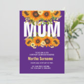 Verjaardagsfeest voor mama paarse bloemen kaart (Staand voorkant)