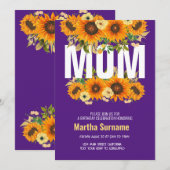 Verjaardagsfeest voor mama paarse bloemen kaart (Voorkant / Achterkant)
