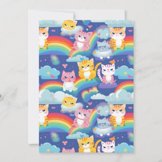 Verjaardagsfeest voor Meisje Kittens op Rainbows Aankondiging (Achterkant)