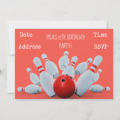 verjaardagsfeest voor meisjes in Bowling Kaart (Voorkant)