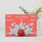 verjaardagsfeest voor meisjes in Bowling Kaart (Staand voorkant)