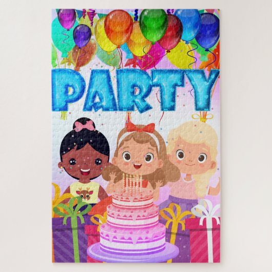 verjaardagsfeest voor meisjes legpuzzel (Verticaal)