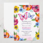 Verjaardagsfeest voor pannenkoeken en vlinders kaart (Voorkant / Achterkant)