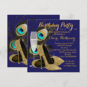 Verjaardagsfeest voor pauwen kaart (Voorkant / Achterkant)