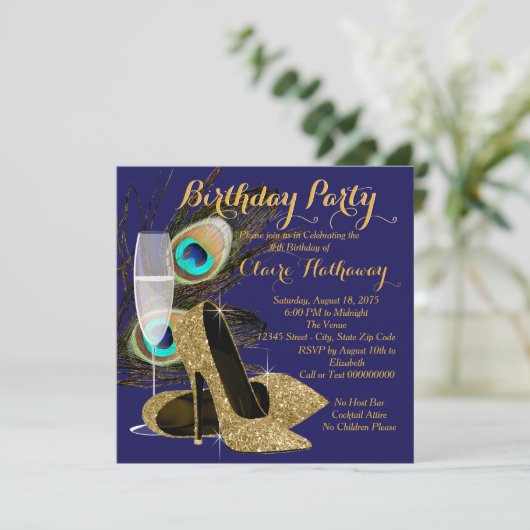 Verjaardagsfeest voor pauwen kaart (Staand voorkant)