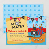 Verjaardagsfeest voor piraten, Ahoy Matey Kaart (Voorkant / Achterkant)