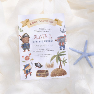 Verjaardagsfeest voor piratendieren kaart