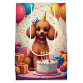 Verjaardagsfeest voor Poodles Medium Cadeauzakje (Achterkant)